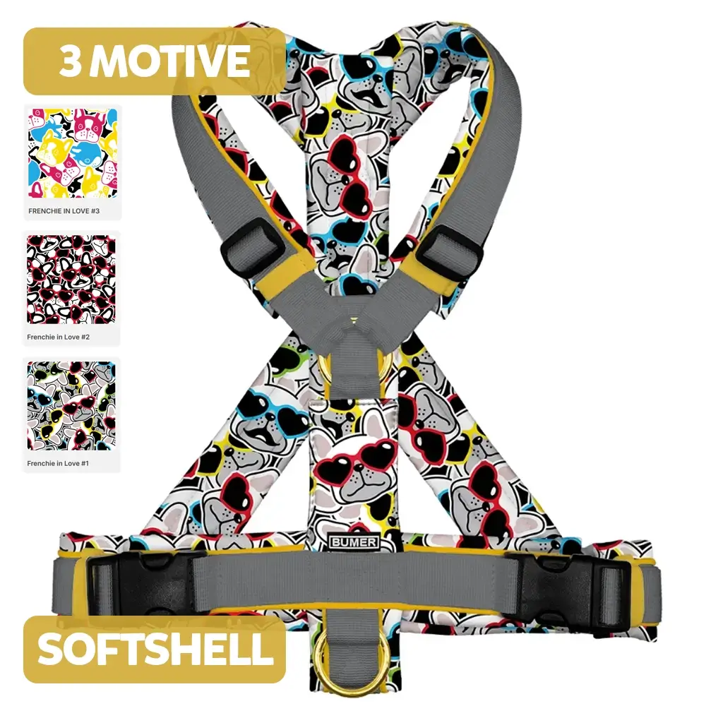 BUMER Hundegeschirr FRENCHIE IN LOVE, gepolstert, (Softshell)