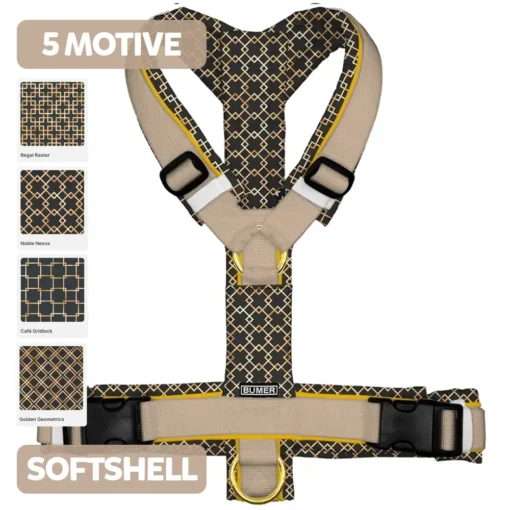 BUMER Hundegeschirr GEOMETRIE, gepolstert, (Softshell), komplett konfigurierbar