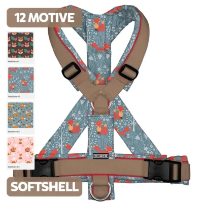 BUMER Hundegeschirr WALDTIERE, gepolstert, (Softshell), komplett konfigurierbar